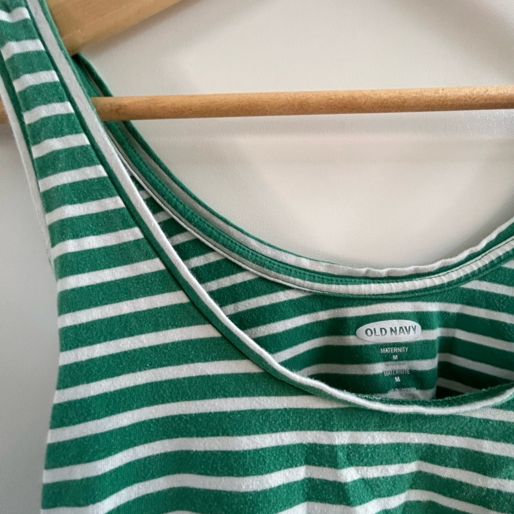 Old Navy Green and White Striped Midi Dress